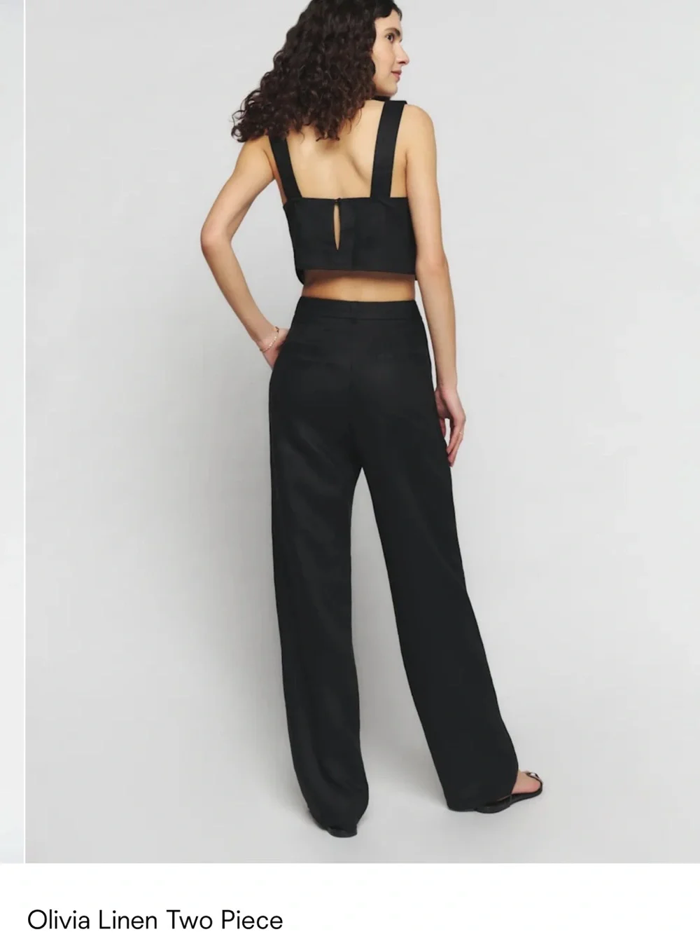Reformation Black Linen Two Piece Set